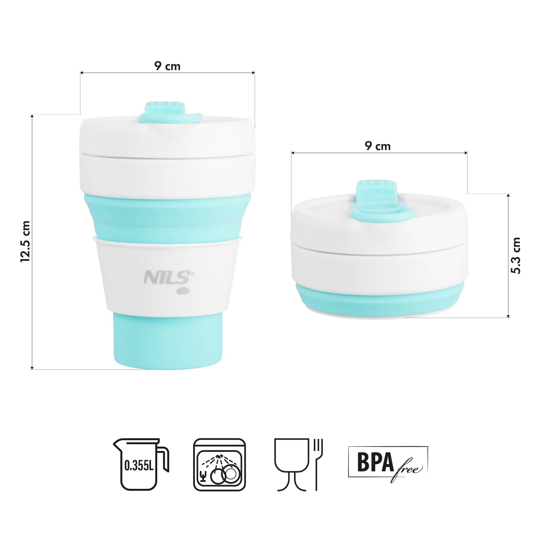 KUBEK SILIKONOWY SKŁADANY 355ML MIĘTOWY NILS CAMP NC4103