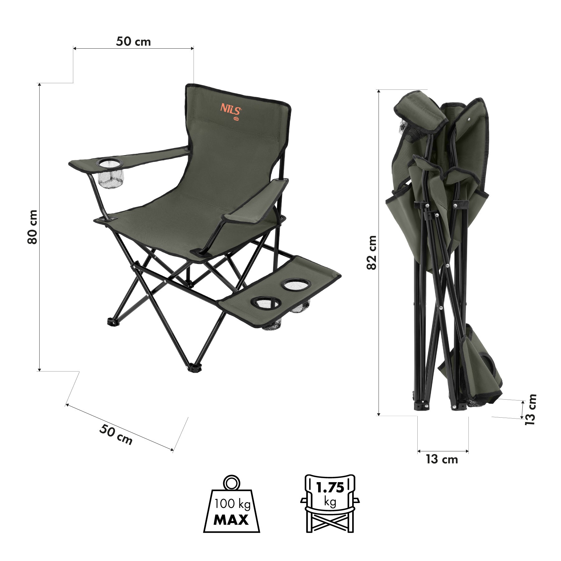 KRZESŁO TURYSTYCZNE KHAKI NILS CAMP NC3301