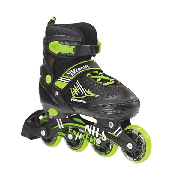NH7104 A 2w1 BLACK/GREEN ROZM. S ŁYŻWOROLKI Z WYM. PŁ. HOKEJOWĄ NILS EXTREME