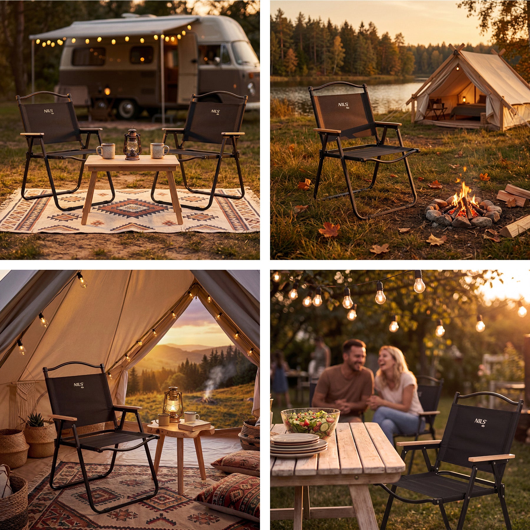 KRZESŁO SKŁADANE CZARNE NILS CAMP NC4307