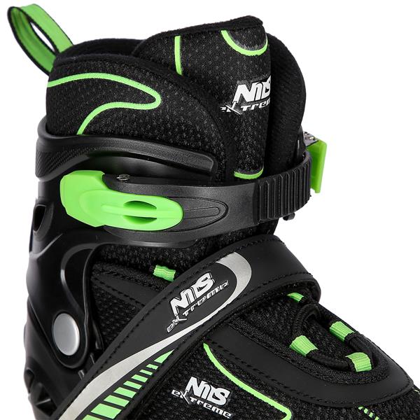 NH11812 A 2w1 BLACK/GREEN  ŁYŻWOROLKI Z WYM. PŁ. HOKEJOWĄ NILS EXTREME