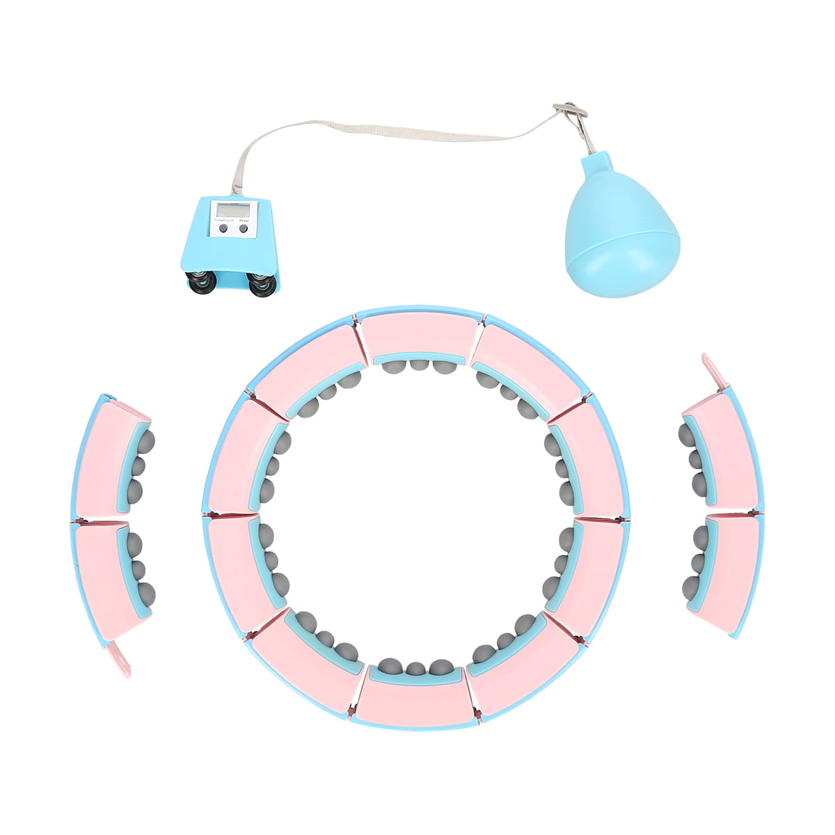 ZESTAW REGULOWANY HULA HOP FH06 BLUE/PINK Z OBCIĄŻNIKEIM I LICZNIKIEM + PAS BR160