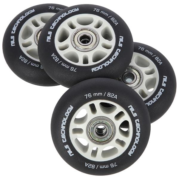 ZESTAW PU 76x24 82A CZARNE MATOWE (4 szt.) + ABEC-9 (8 szt.) NILS EXTREME