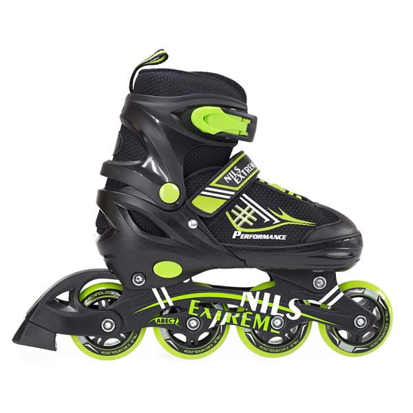 NH7104 A 2w1 BLACK/GREEN ROZM. S ŁYŻWOROLKI Z WYM. PŁ. HOKEJOWĄ NILS EXTREME