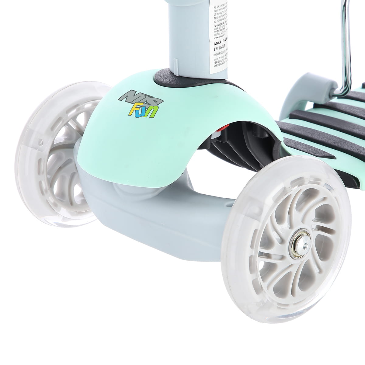 HULAJNOGA DZIECIĘCA HLB07 4w1 GRAY-MINT KÓŁKA LED  NILS FUN