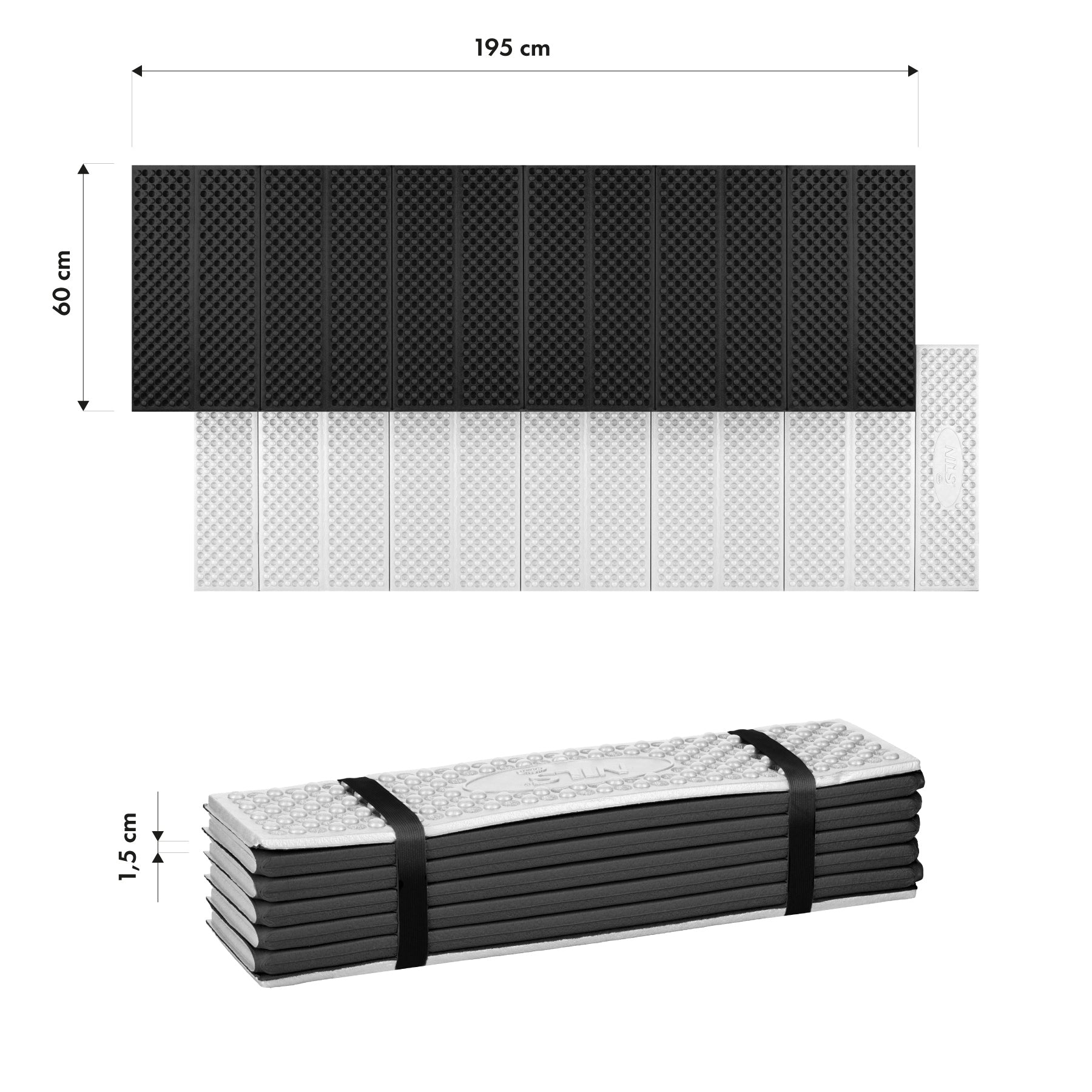 MATA KEMPINGOWA SKŁADANA Z PODBICIEM ALUMINIOWYM + XPE 195 CM CZARNA NILS CAMP NC17103