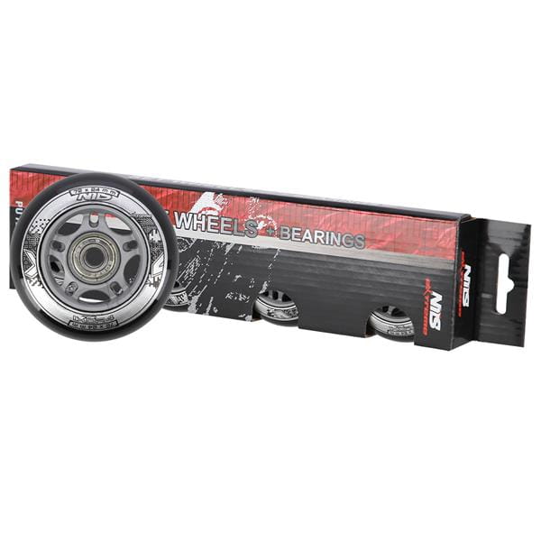 ZESTAW PU 72x24 82A CZARNE N (4 szt.) + ABEC-9 (8 szt.) NILS EXTREME