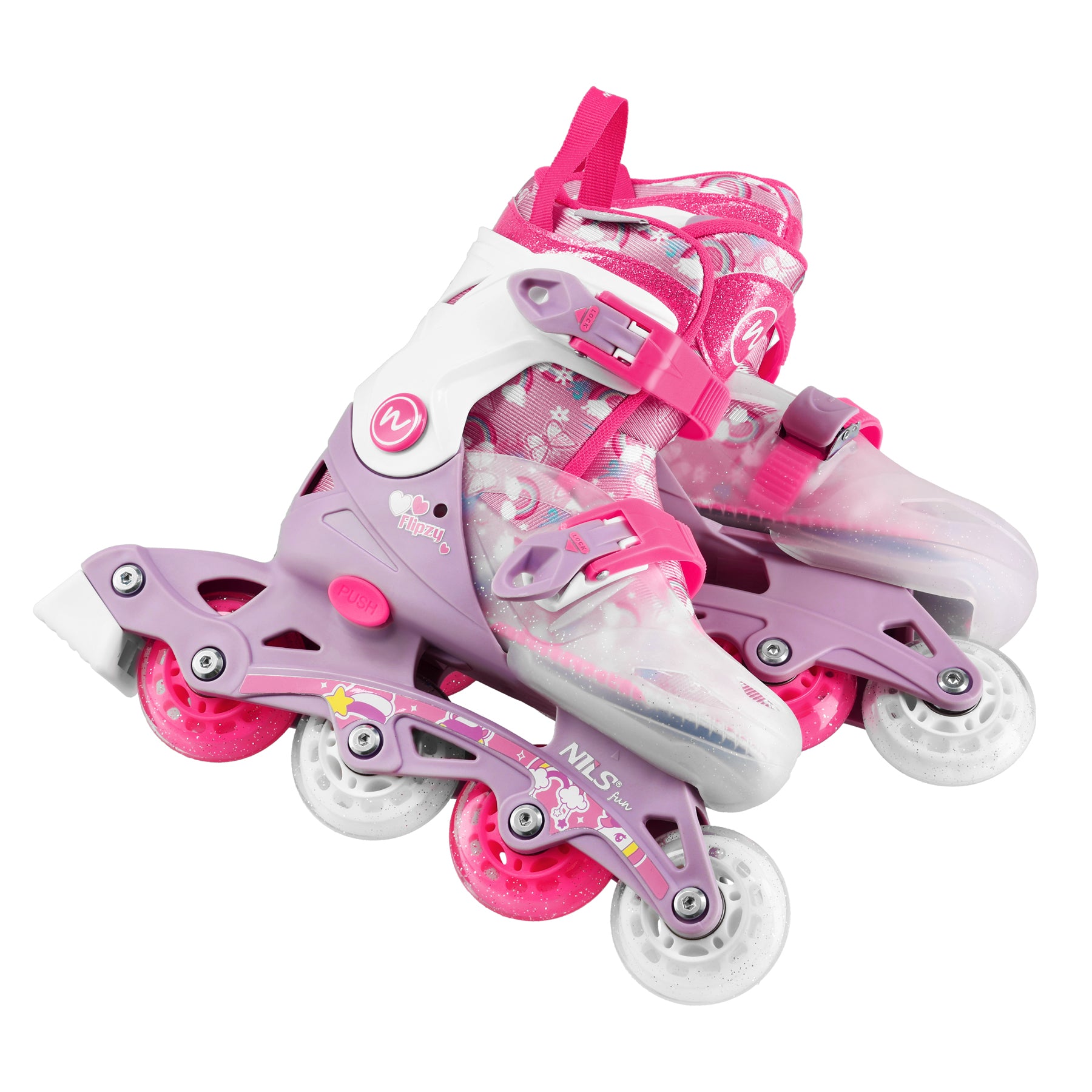 ŁYŻWOROLKI FLIPZY RÓŻOWE ROZM. XS(27-30) NILS FUN NJ1025