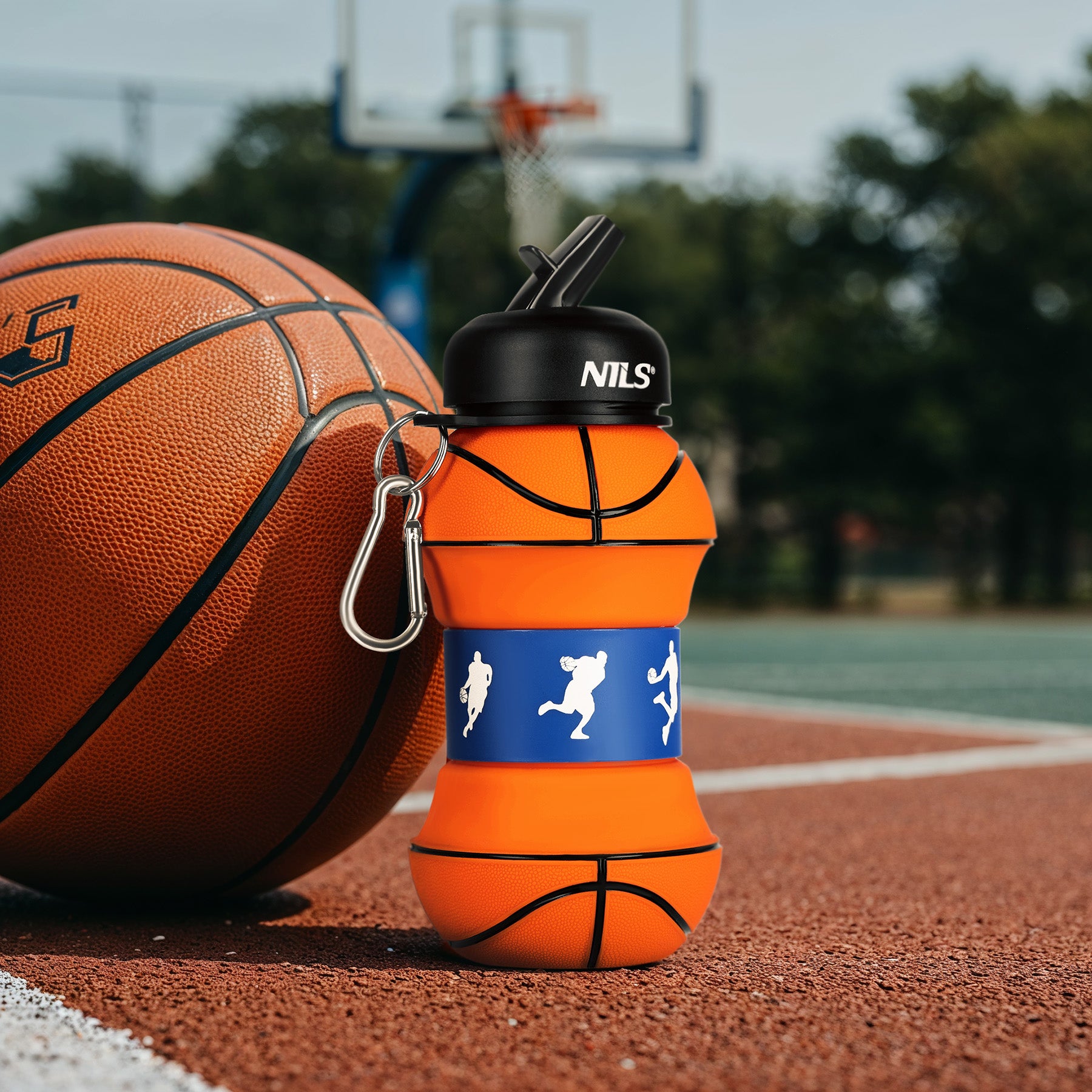 BUTELKA SPORTOWA SKŁADANA 550ML BASKETBALL NILS NC4104