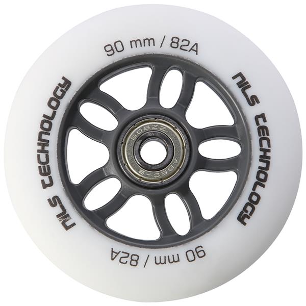 ZESTAW PU 90x24 82A BIAŁE MATOWE (4 szt.) + ABEC-9 CHROME (8 szt.) NILS EXTREME