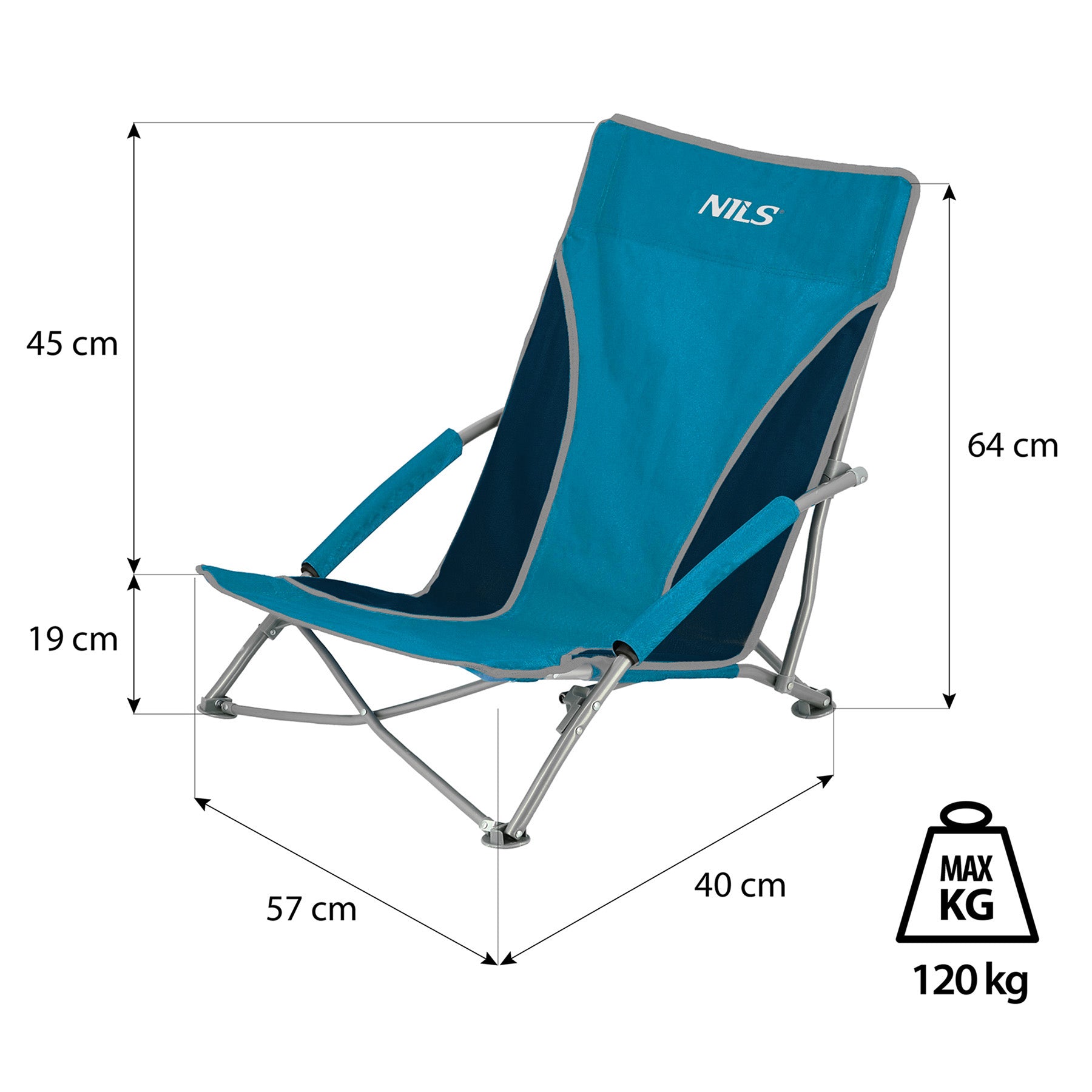 KRZESŁO PLAŻOWE NIEBIESKO-SZARE NILS NC3035