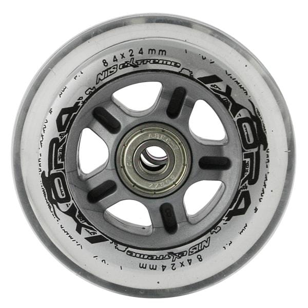 ZESTAW KÓŁEK PU 84x24 82A PRZEZROCZYSTE (4 szt.) + ABEC-7 CHROME (8 szt.) NILS EXTREME