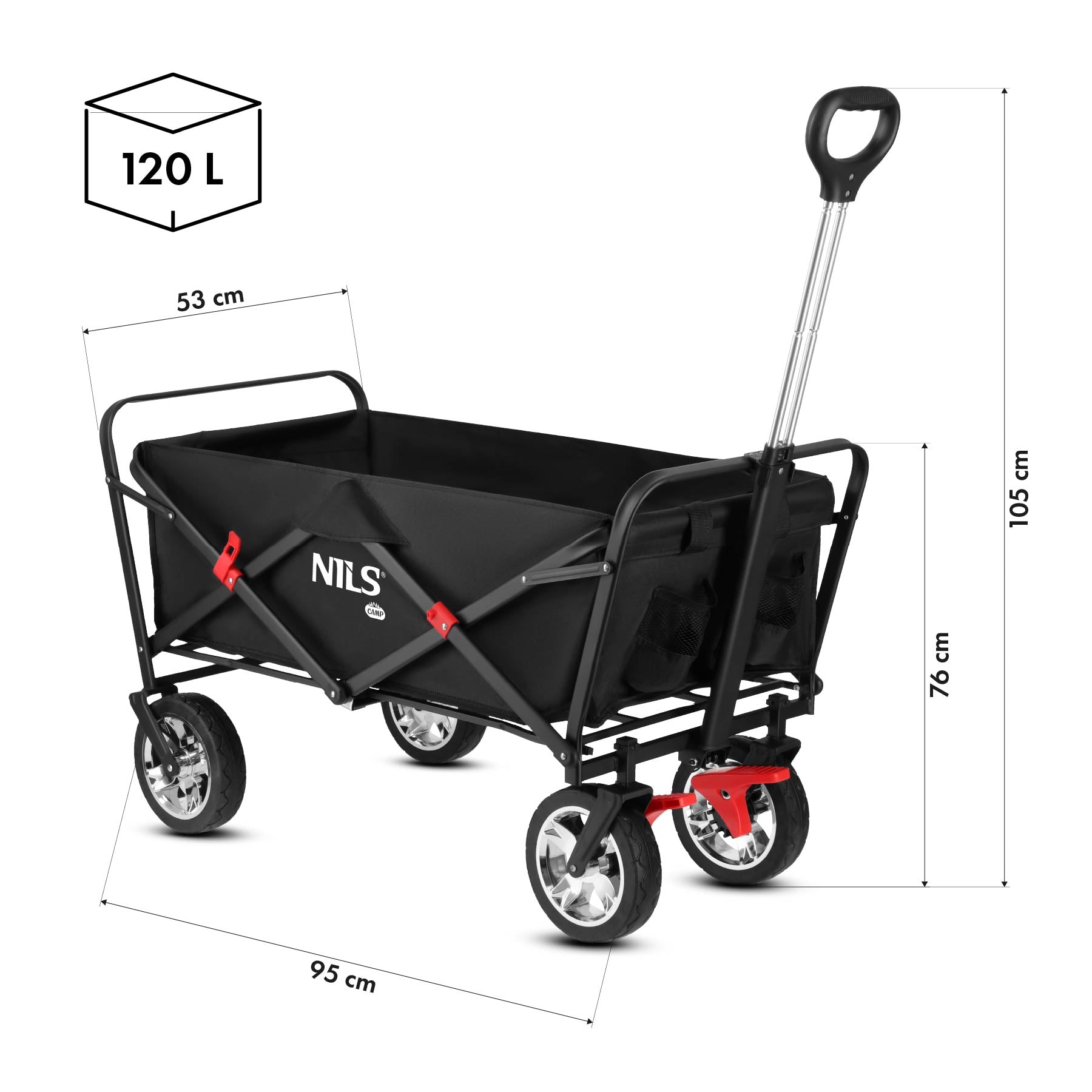 WÓZEK CZARNY 120L NILS CAMP NC2603