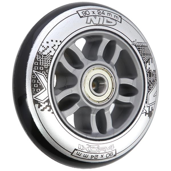 PU 90x24 82A CZARNE N (4 szt.) + ABEC-9 CHROME (8 szt.) ZESTAW NILS EXTREME