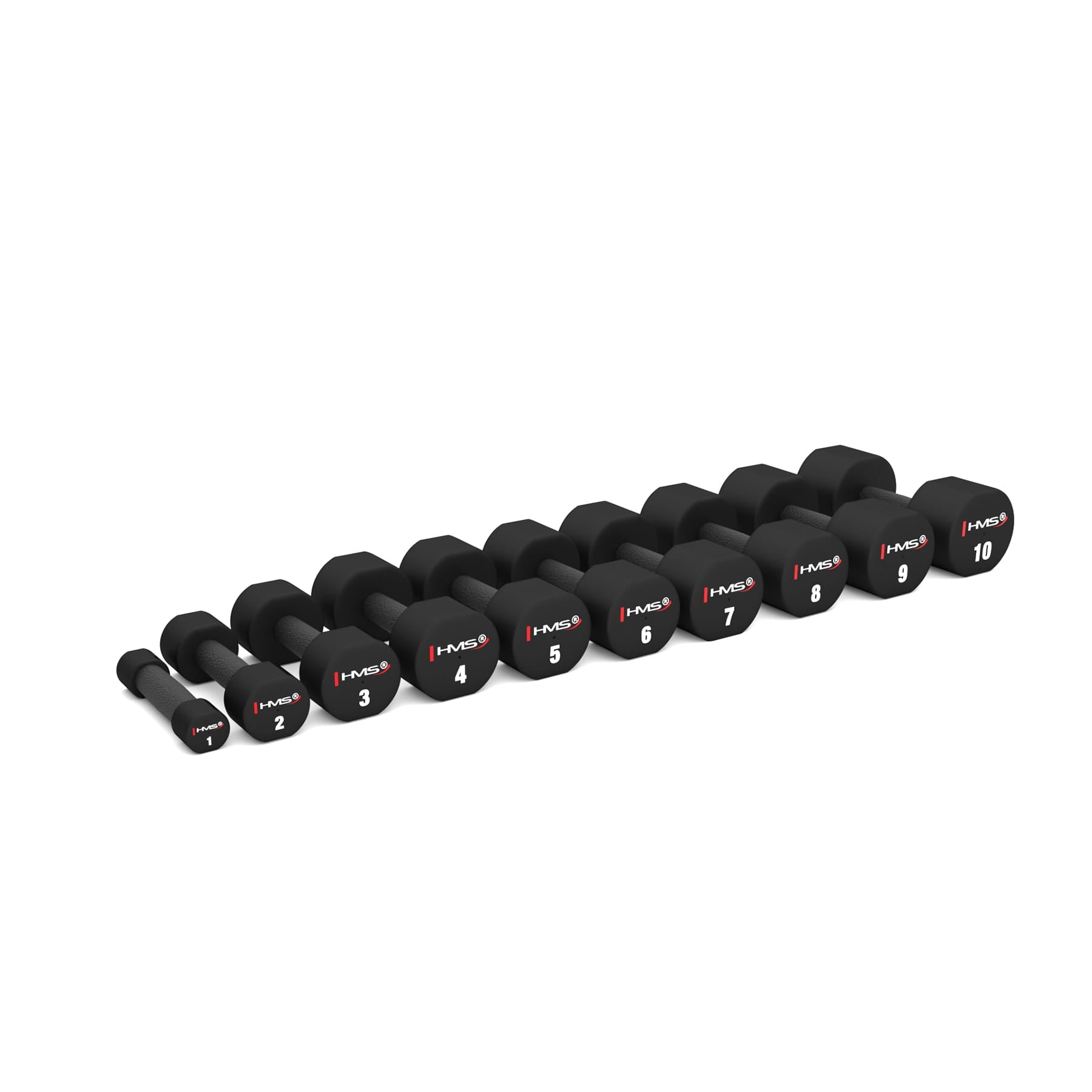 ZESTAW HANTLI POLIURETANOWYCH HPT 2 x 1 - 10 KG (110 KG) + STOJAK HMS STR37
