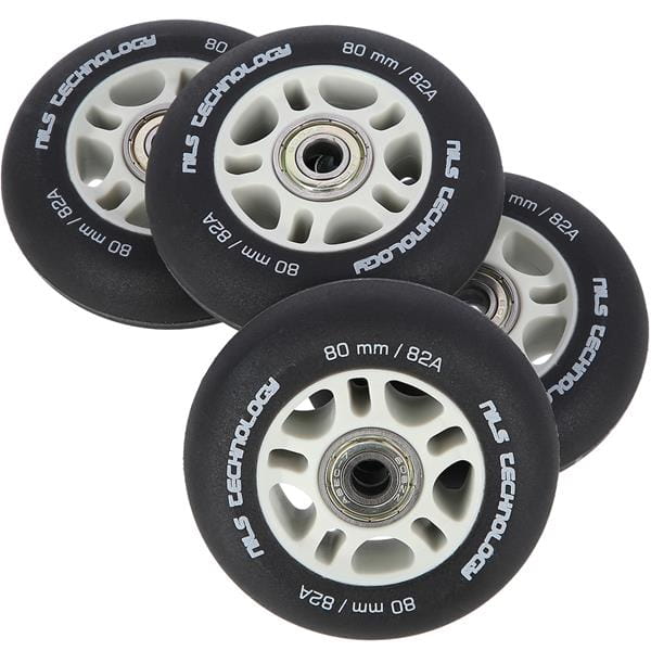 ZESTAW PU 80x24 82A CZARNE MATOWE (4 szt.) + ABEC-9  (8 szt.) NILS EXTREME