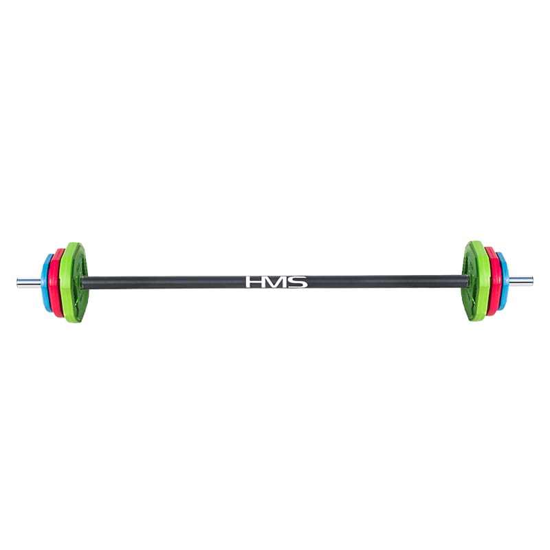Sztanga fitness SBP20 HMS – 20 kg z talerzami i zaciskami