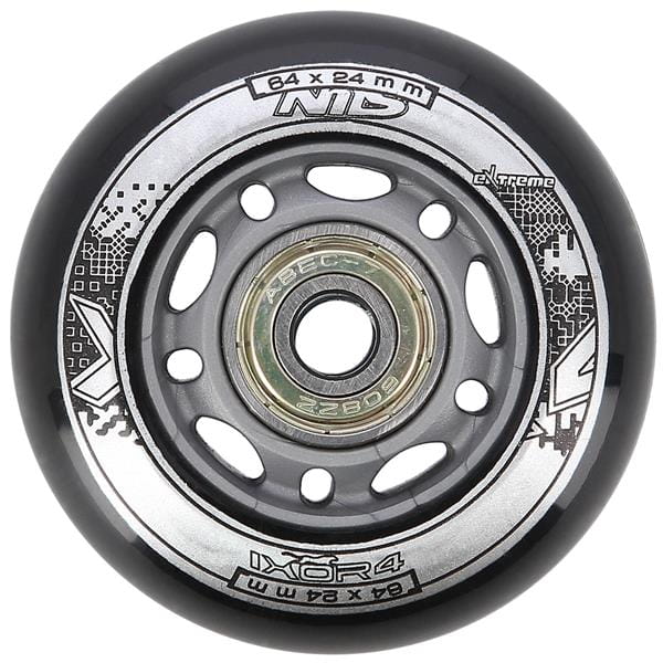 ZESTAW PU 64x24 82A CZARNE N (4 szt.) + ABEC-9 (8 szt.) NILS EXTREME