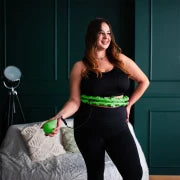 ZESTAW HULA HOP PLUS SIZE HHW12 GREEN Z WYPUSTKAMI I OBCIĄŻNIKIEM HMS + PAS BR163 BLACK