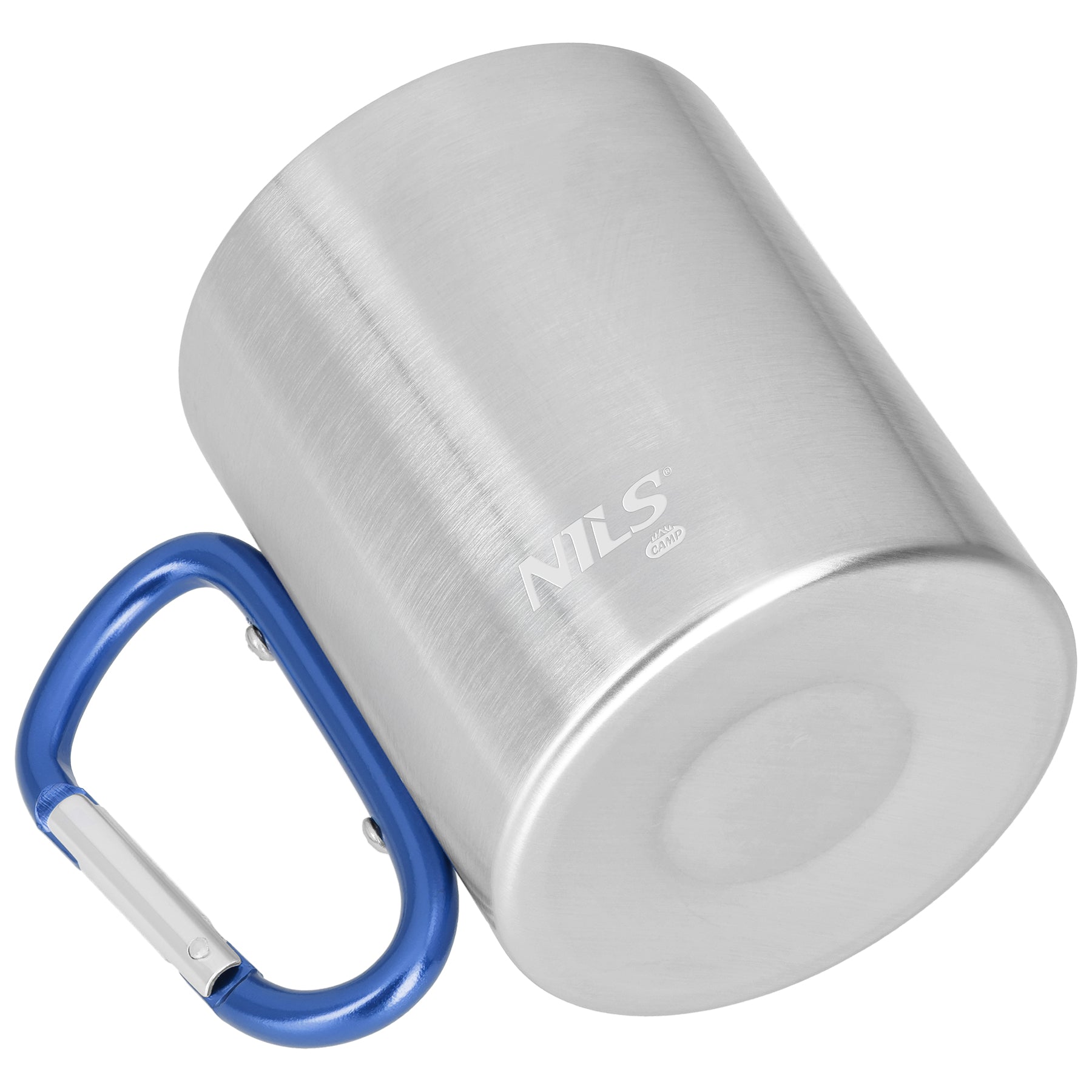KUBEK KEMPINGOWY Z KARABIŃCZYKIEM 330 ML STAL NIERDZEWNA NIEBIESKI NILS CAMP NC17110