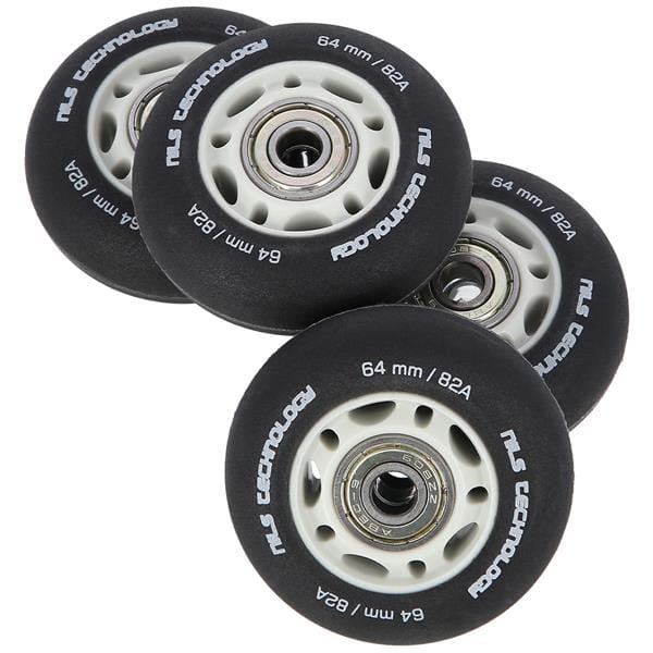 ZESTAW PU 64x24 82A CZARNE MATOWE (4 szt.) + ABEC-9 (8 szt.) NILS EXTREME