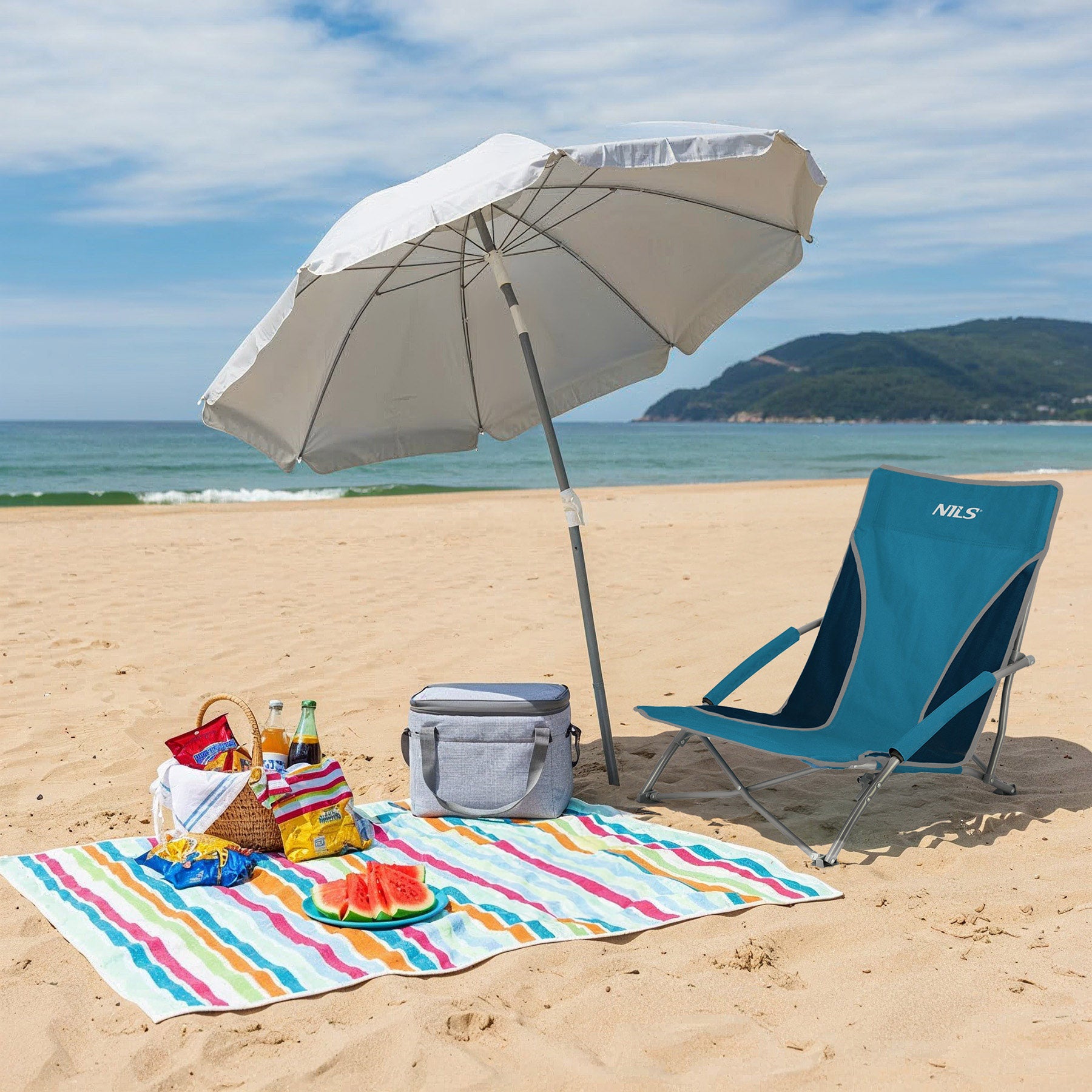 KRZESŁO PLAŻOWE NIEBIESKO-SZARE NILS NC3035