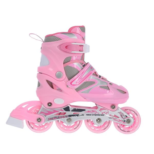 NH18366 A 2w1 PINK  ŁYŻWOROLKI Z WYM. PŁ. HOKEJOWĄ NILS EXTREME