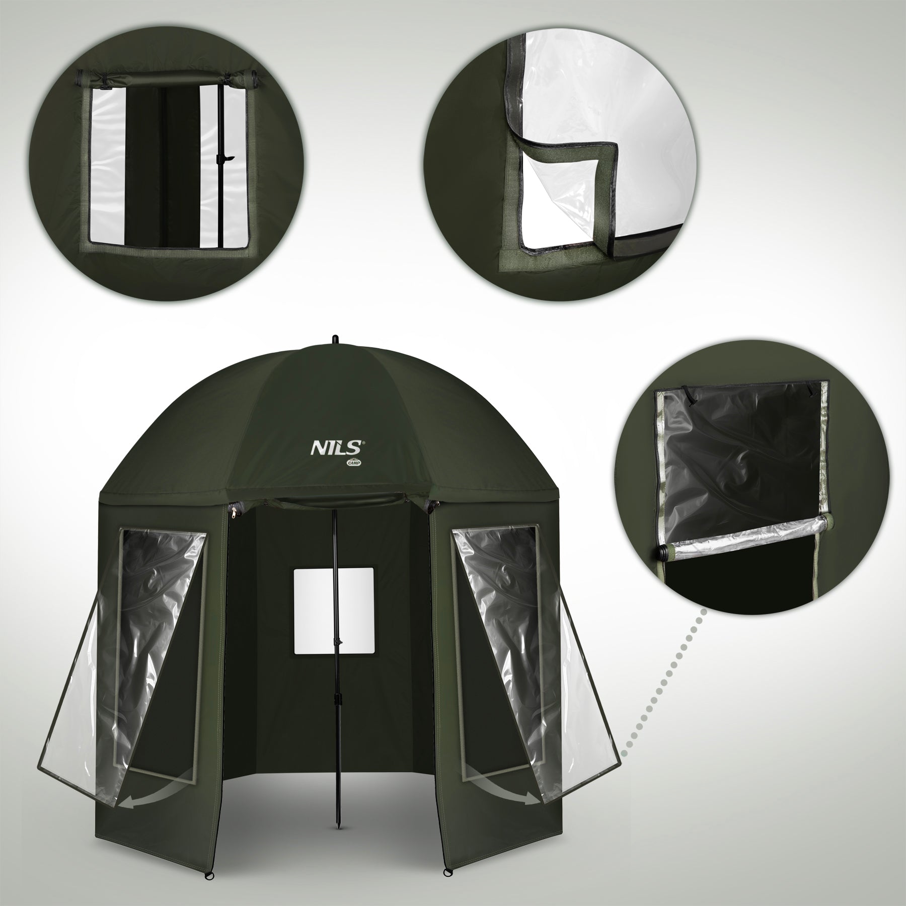 PARASOL WĘDKARSKI Z PEŁNĄ OSŁONĄ 2W1 250CM NILS CAMP NC4701