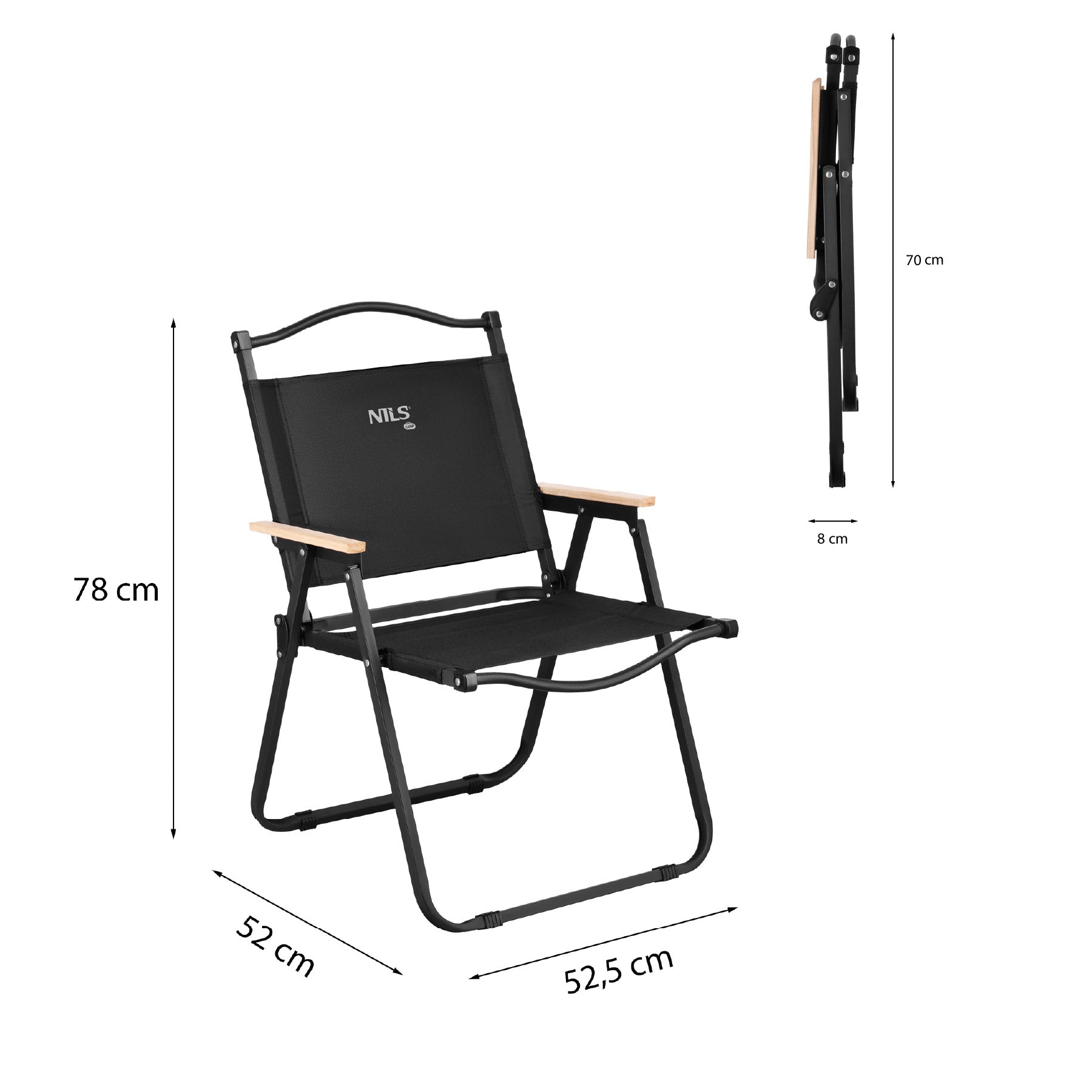 KRZESŁO SKŁADANE CZARNE NILS CAMP NC4307