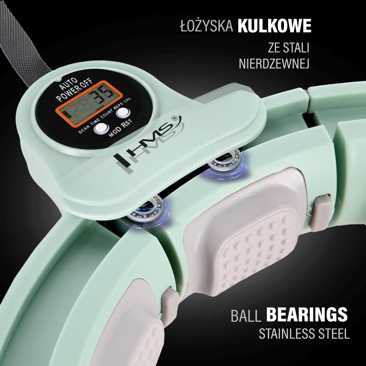 ZESTAW HULA HOP MAGNETYCZNY GREEN HHM13 Z LICZNIKIEM HMS + PAS WYSZCZUPLAJĄCY BR163 RED