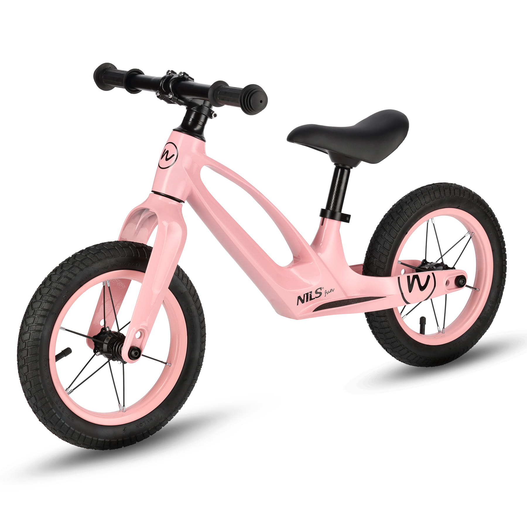 ROWEREK BIEGOWY KOŁA POMPOWANE 12'' RÓŻOWY NILS FUN RB901 LED