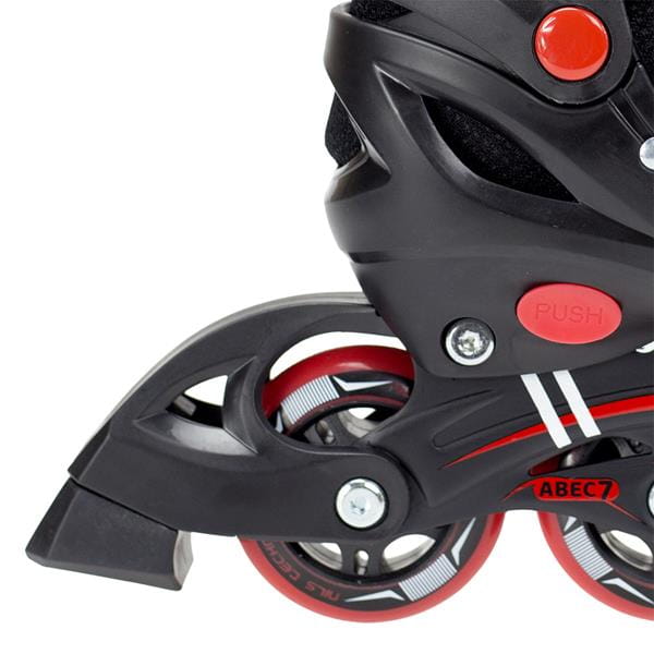 NH7103 A 2w1 BLACK/RED ROZM. M ŁYŻWOROLKI Z WYM. PŁ. HOKEJOWĄ NILS EXTREME