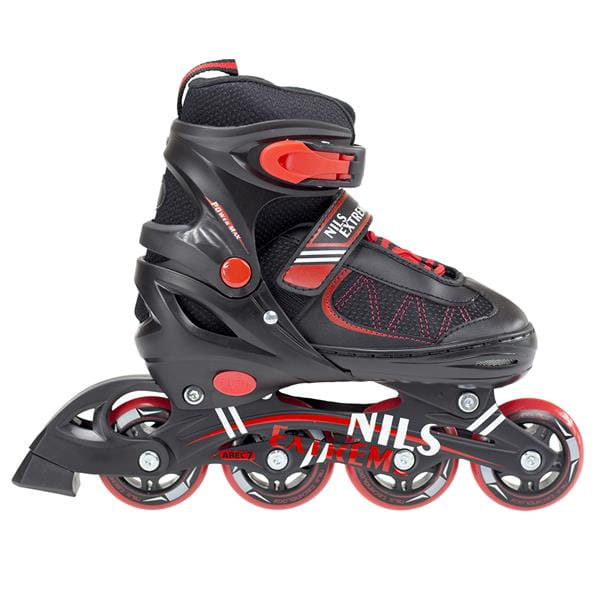 NH7103 A 2w1 BLACK/RED ROZM. M ŁYŻWOROLKI Z WYM. PŁ. HOKEJOWĄ NILS EXTREME