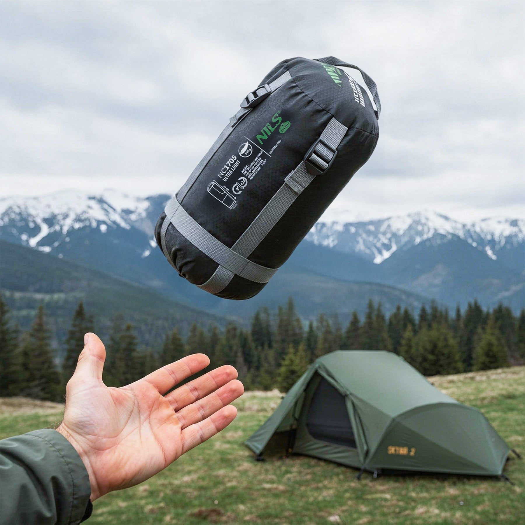 ŚPIWÓR ULTRA LIGHT CZARNO-ZIELONY NILS CAMP NC1705