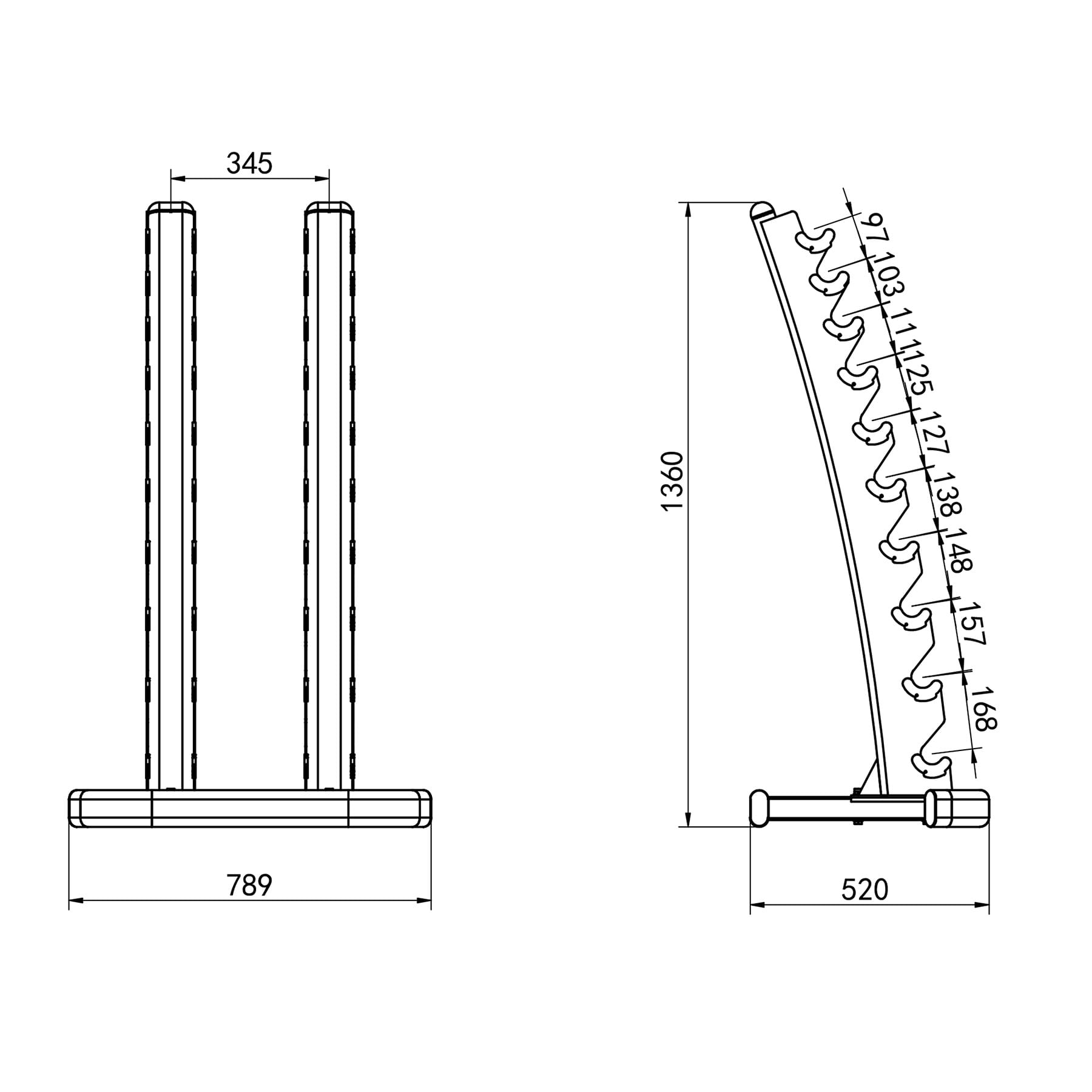 ZESTAW HANTLI POLIURETANOWYCH HPT 2 x 1 - 10 KG (110 KG) + STOJAK HMS STR37