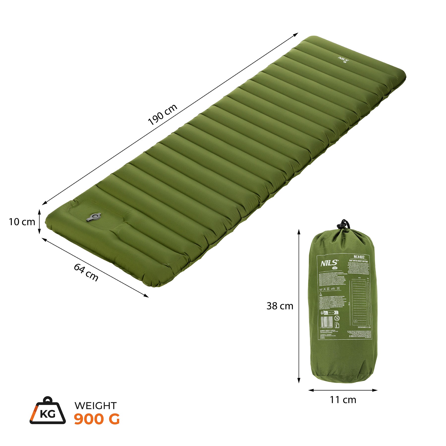 Mata turystyczna NC4402 z pompką – komfort snu na campingu