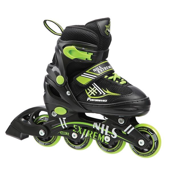 NH7104 A 2w1 BLACK/GREEN ROZM. S ŁYŻWOROLKI Z WYM. PŁ. HOKEJOWĄ NILS EXTREME