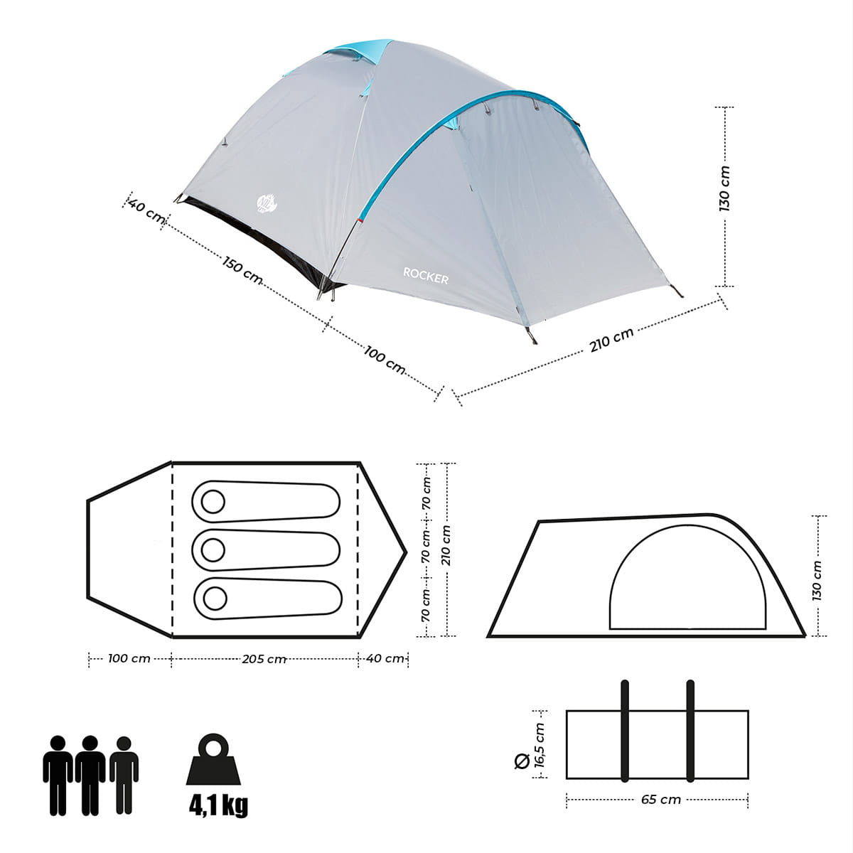 Namiot kempingowy NILS CAMP NC6013 Rocker 3-osobowy