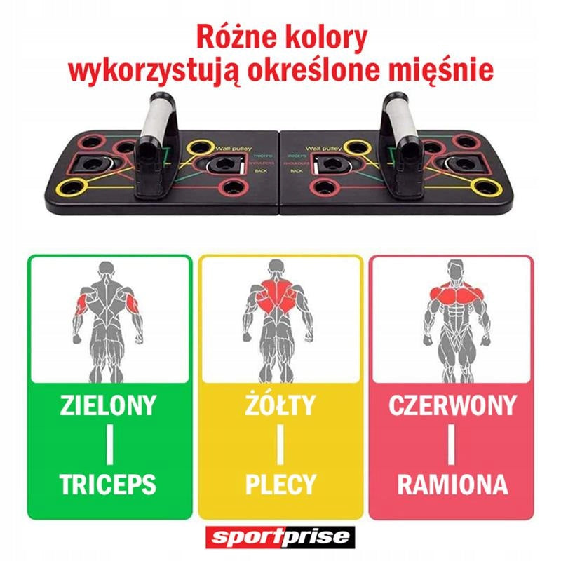 Wielofunkcyjna deska do pompek z uchwytami i linkami MFPUB