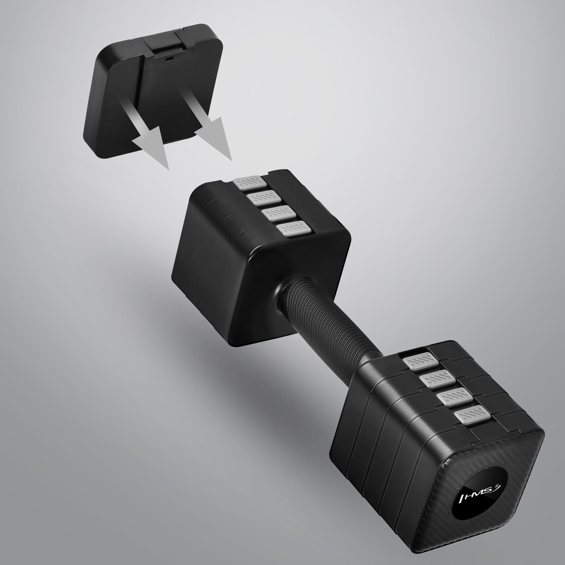 HANTLE CIĘŻARKI REGULOWANE BLACK 2 x 5 KG ZMIANA WAGI ANTY-ROLL HMS  HL02