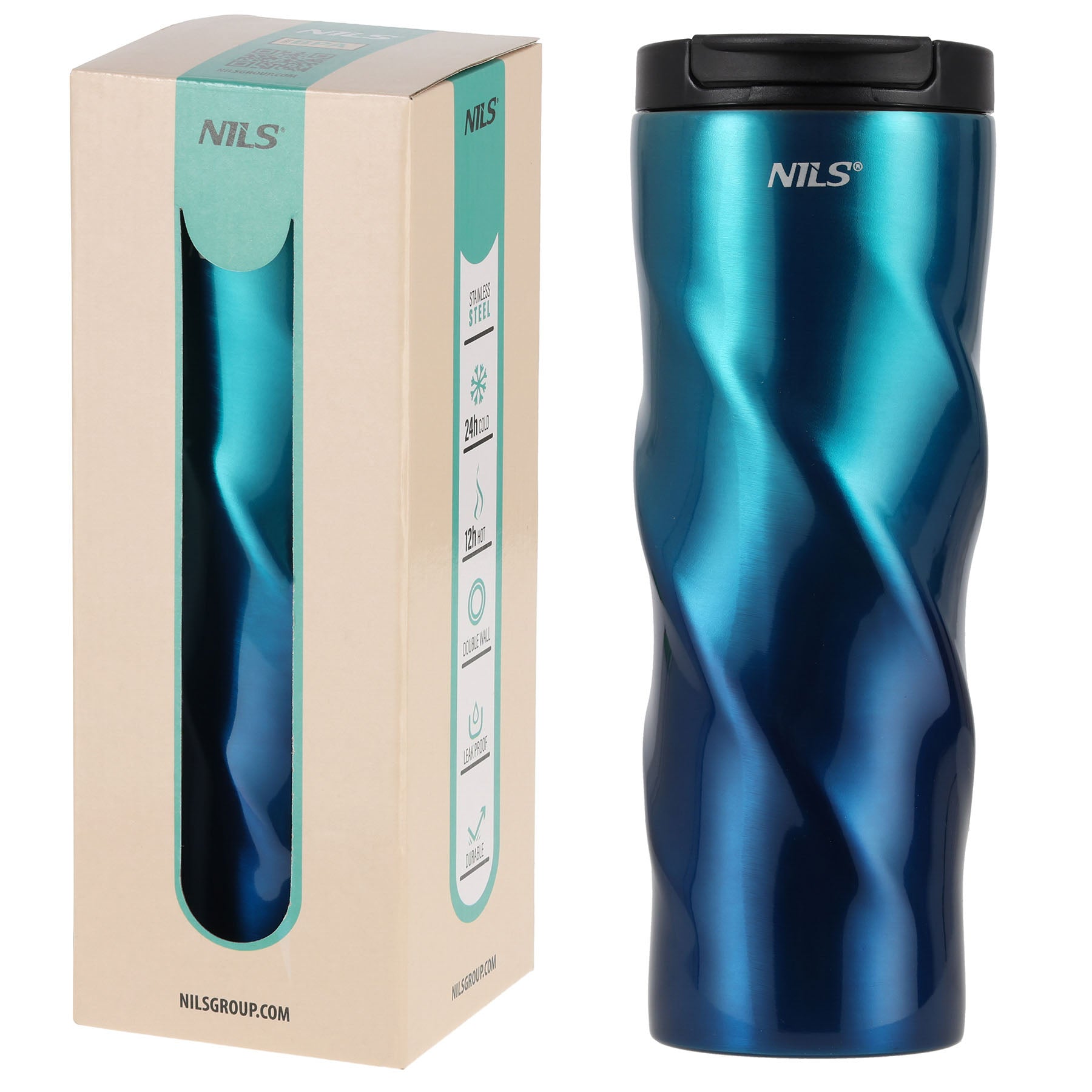 KUBEK TERMICZNY STALOWY NIEBIESKI 500ML NILS CAMP NCB21