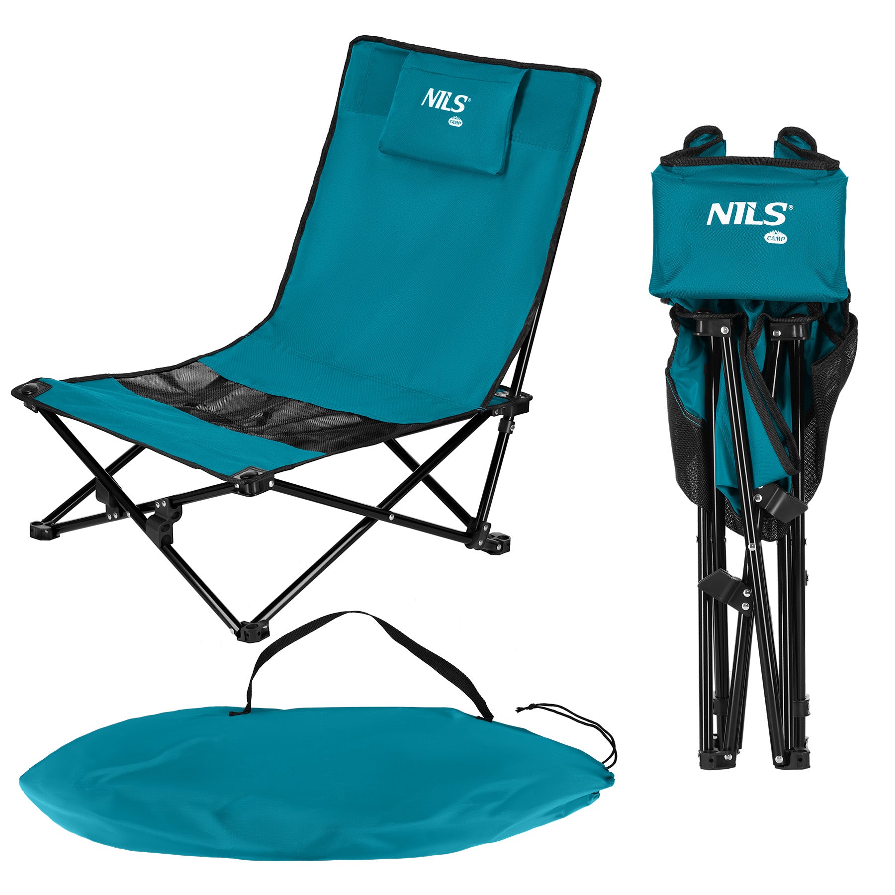KRZESŁO PLAŻOWE NIEBIESKO CZARNE NILS CAMP NC3306