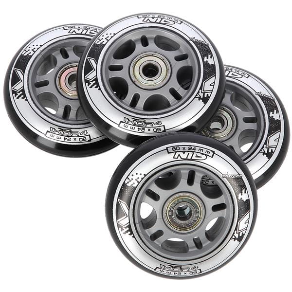 ZESTAW PU 80x24 82A CZARNE N (4 szt.) + ABEC-9 (8 szt.) NILS EXTREME