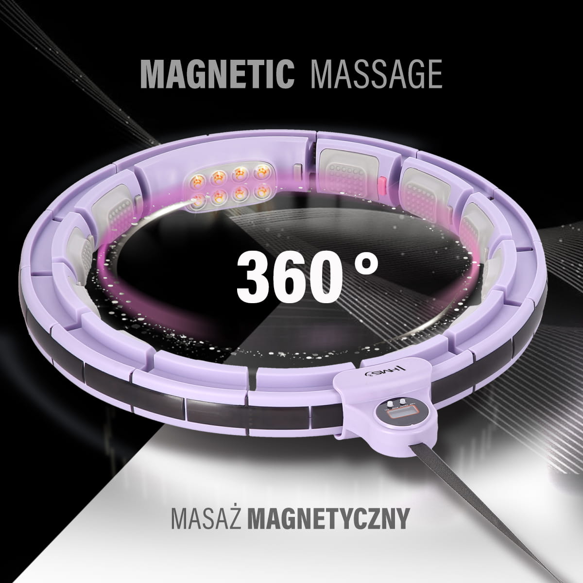 ZESTAW HULA HOP MAGNETYCZNY VIOLET HHM13 Z LICZNIKIEM HMS + PAS WYSZCZUPLAJĄCY BR163