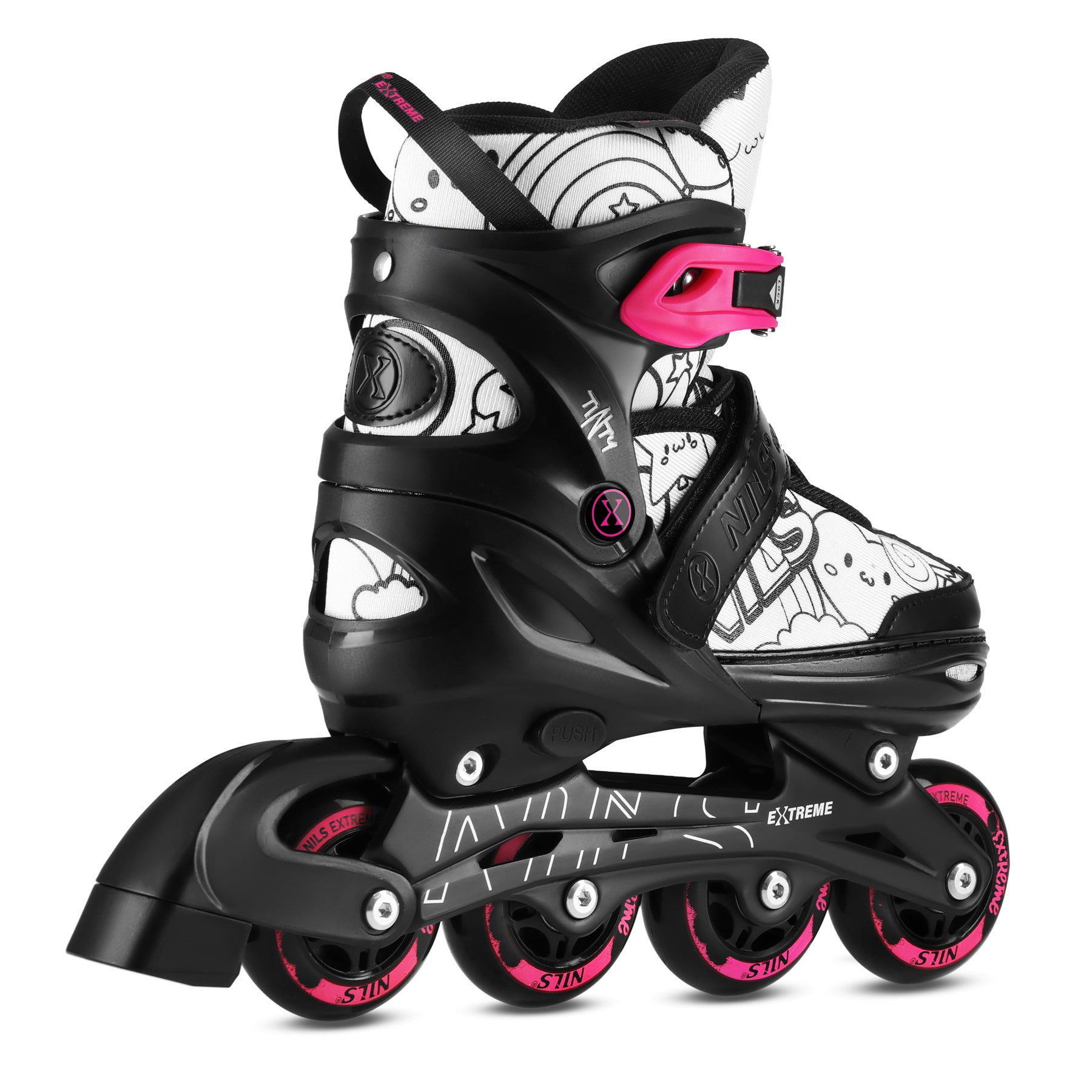 ŁYŻWOROLKI DZIECIĘCE 4w1 REGULOWANE M 35-38 RÓŻOWE NILS EXTREME NH10907 TINTY