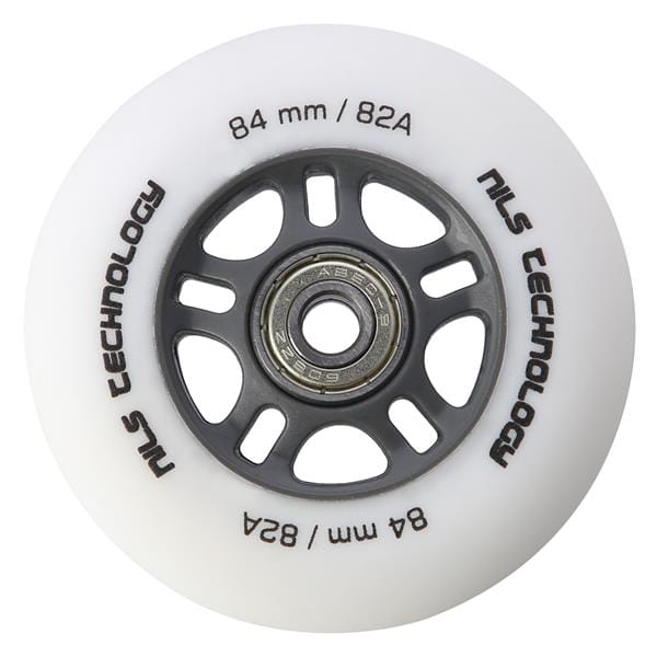 ZESTAW KÓŁEK PU 84x24 82A BIAŁE MATOWE (4 szt.) + ABEC-9 CHROME (8 szt.) NILS EXTREME