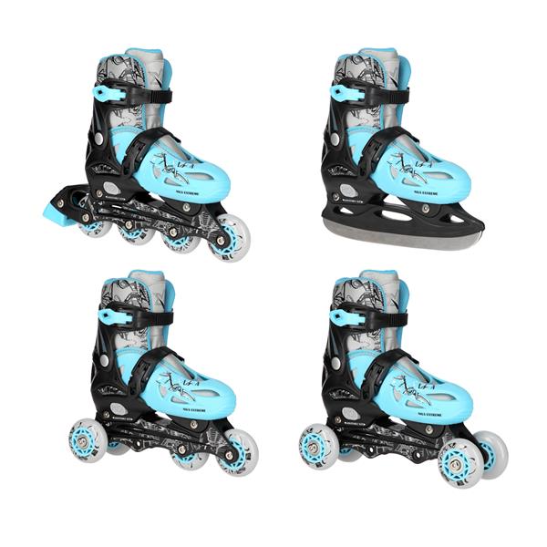 NH0320 A SET 4W1 BLUE LAGOON ŁYŻWOROLKI PŁOZA HOKEJOWA NILS EXTREME