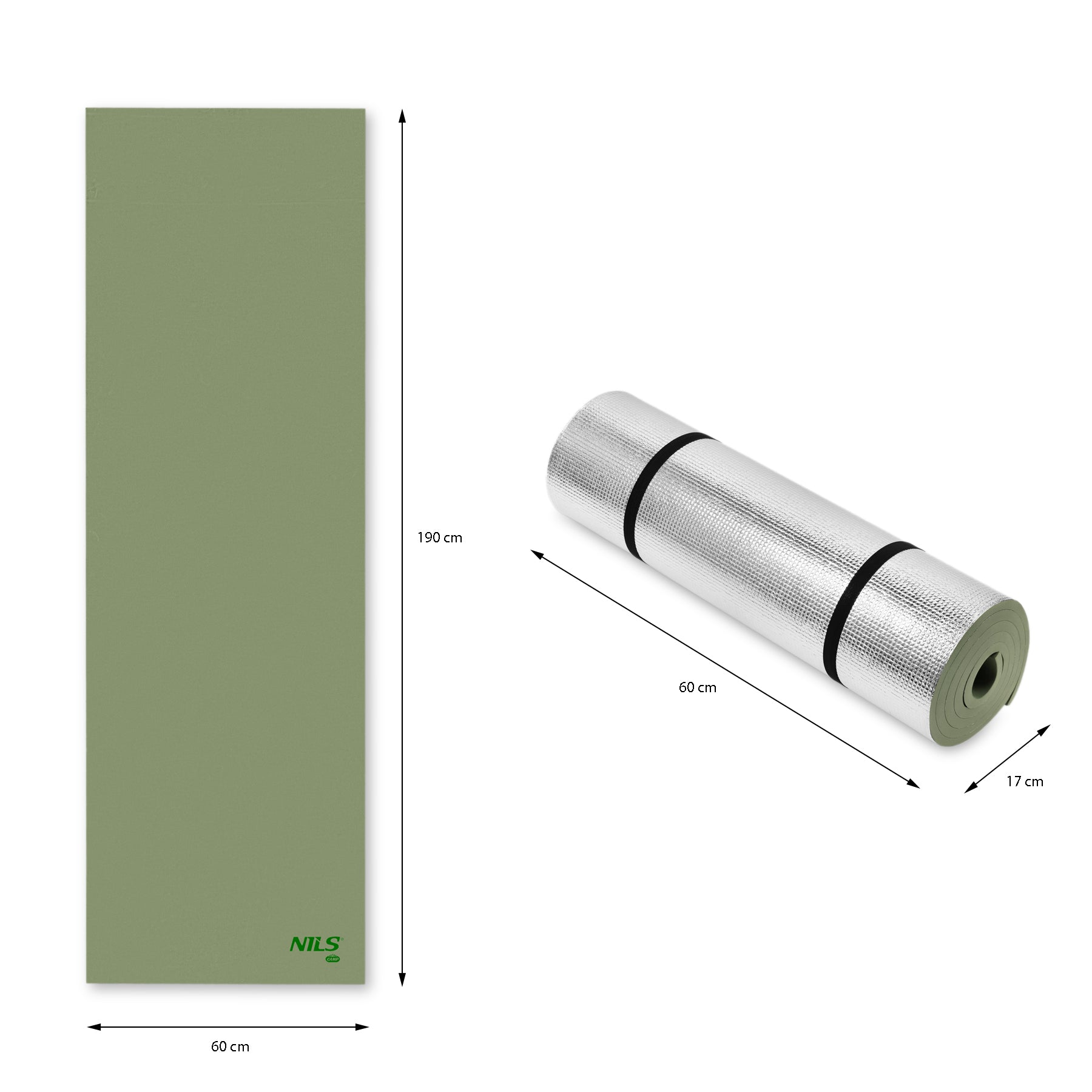 KARIMATA TURYSTYCZNA ALUMINIOWA 190x60x1,2CM ZIELONA NILS CAMP NC1769