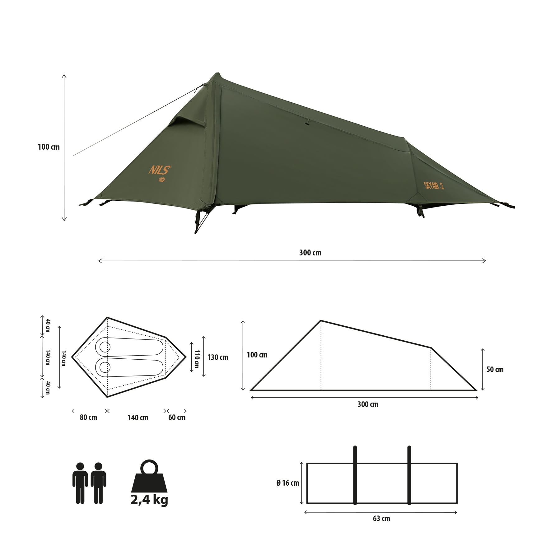 NAMIOT ULTRA LIGHT SKYAIR 2 ZIELONY NILS CAMP NC2502