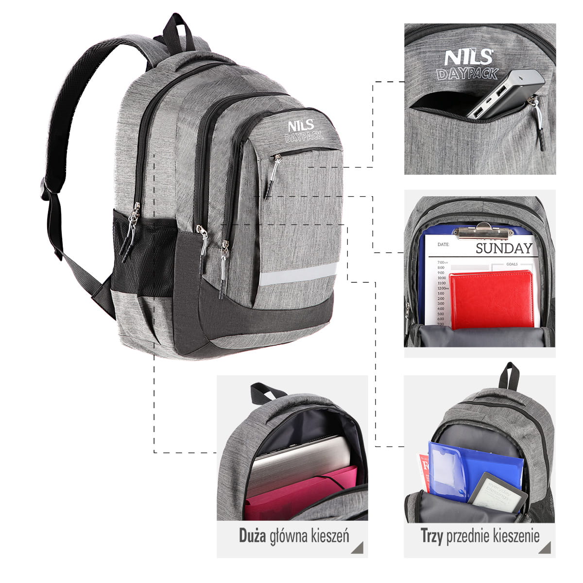 SZARY DAYPACK PLECAK NILS CBC7046